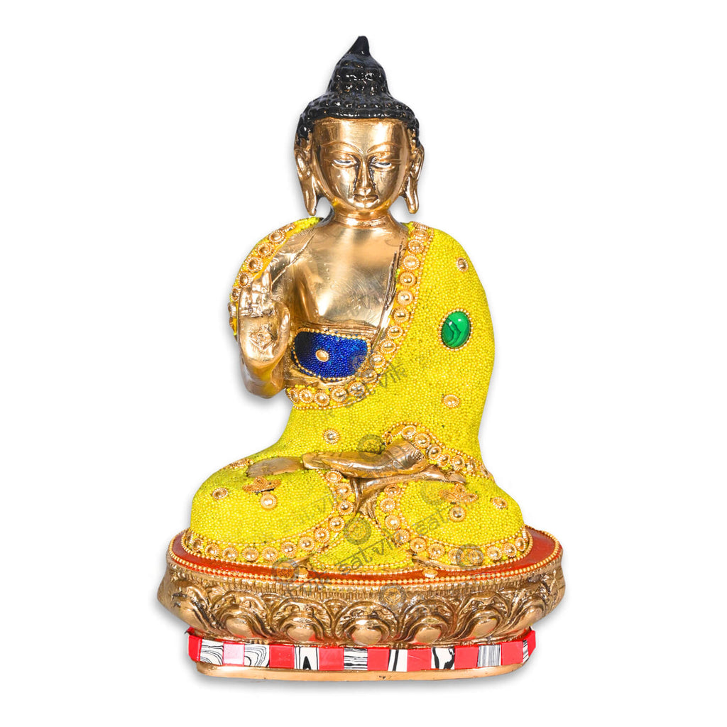 Brass Gautam Buddha Idol with Stone Finish Puja Store Online Pooja Items Online Puja Samagri Pooja Store near me www.satvikstore.in