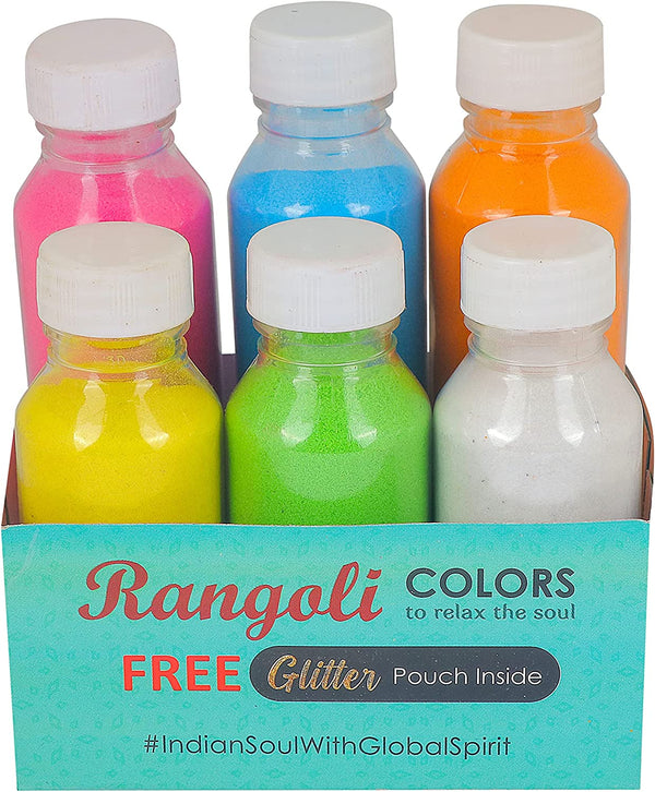 Water Floating Rangoli Colors (6 Pc Bottle Pack)