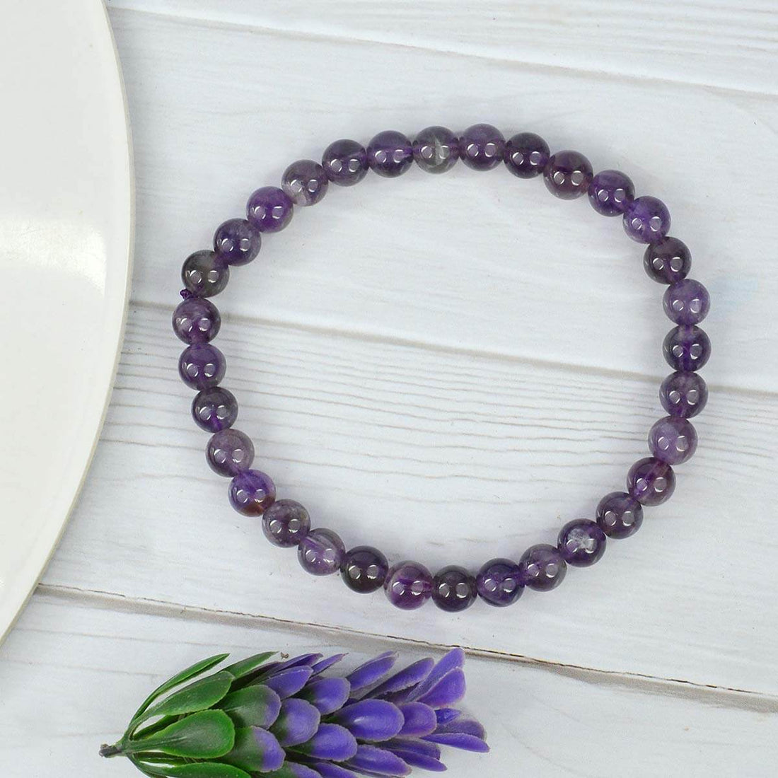Authentic 6mm Amethyst Reiki Healing Bracelet for Spiritual Energy Balance and Stress Relief. India’s Largest Pooja Accessories Brand – www.satvikstore.in