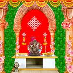 Backdrop Cloth Print Ganesh on Banana Leaf Design