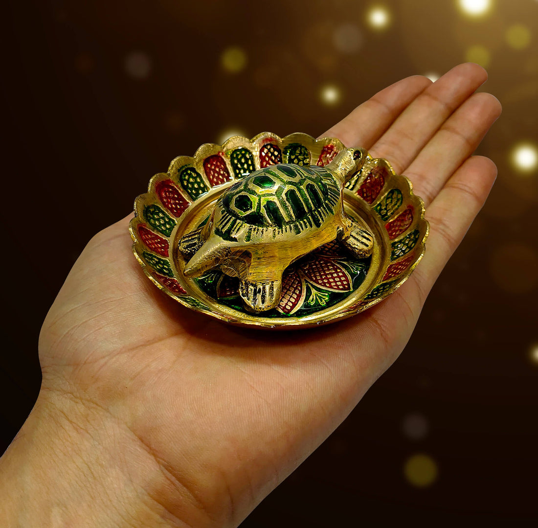 Brass Colored Turtle with Nakashi Plate/Tray (Small)