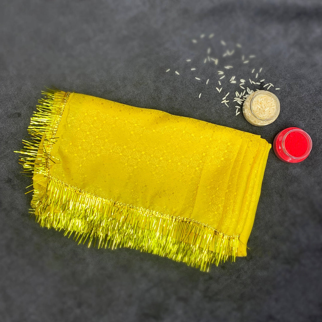 Yellow Mata ki Chunari/Shawl 184.1 x 104.1cm (72.5*41inch)